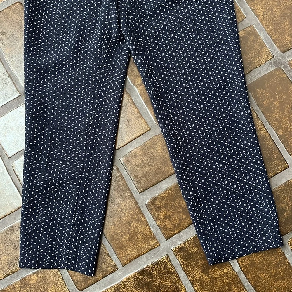 J. Crew Navy & White Printed High-Rise Cropped Slim Leg Trouser Pant